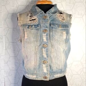 Highway jeans distressed denim light washed vest